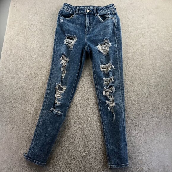 2 American Eagle Women Jeans Size 00 Lot Of Two Distressed Blue Denim Skinny Leg - Picture 15 of 16